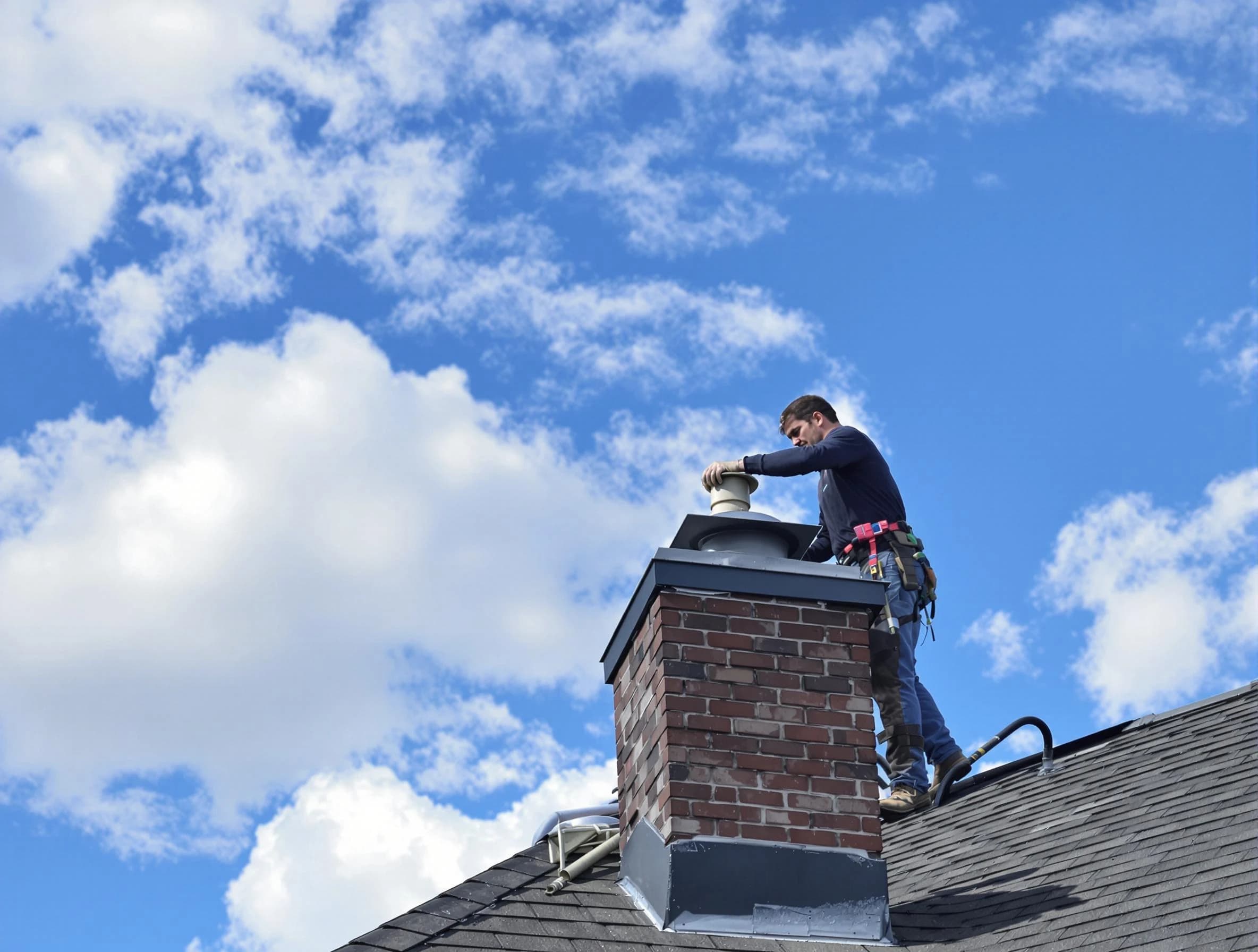 Columbia Chimney Sweep installing a sturdy chimney cap in Columbia, TN