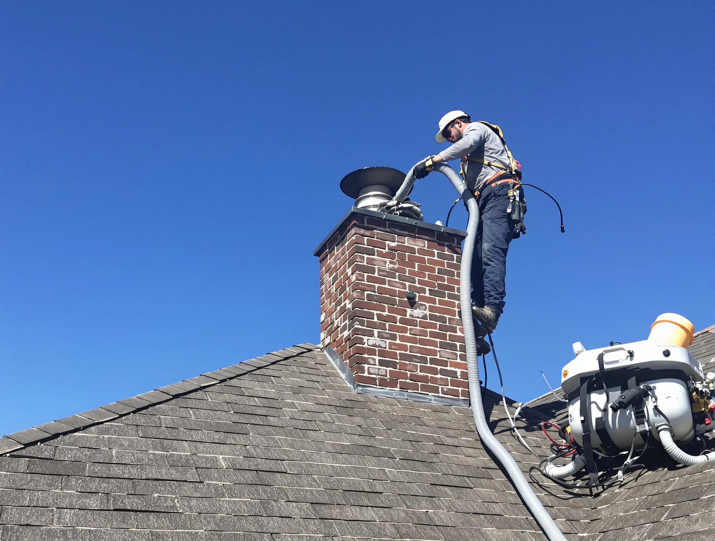 Dedicated Columbia Chimney Sweep team member cleaning a chimney in Columbia, TN