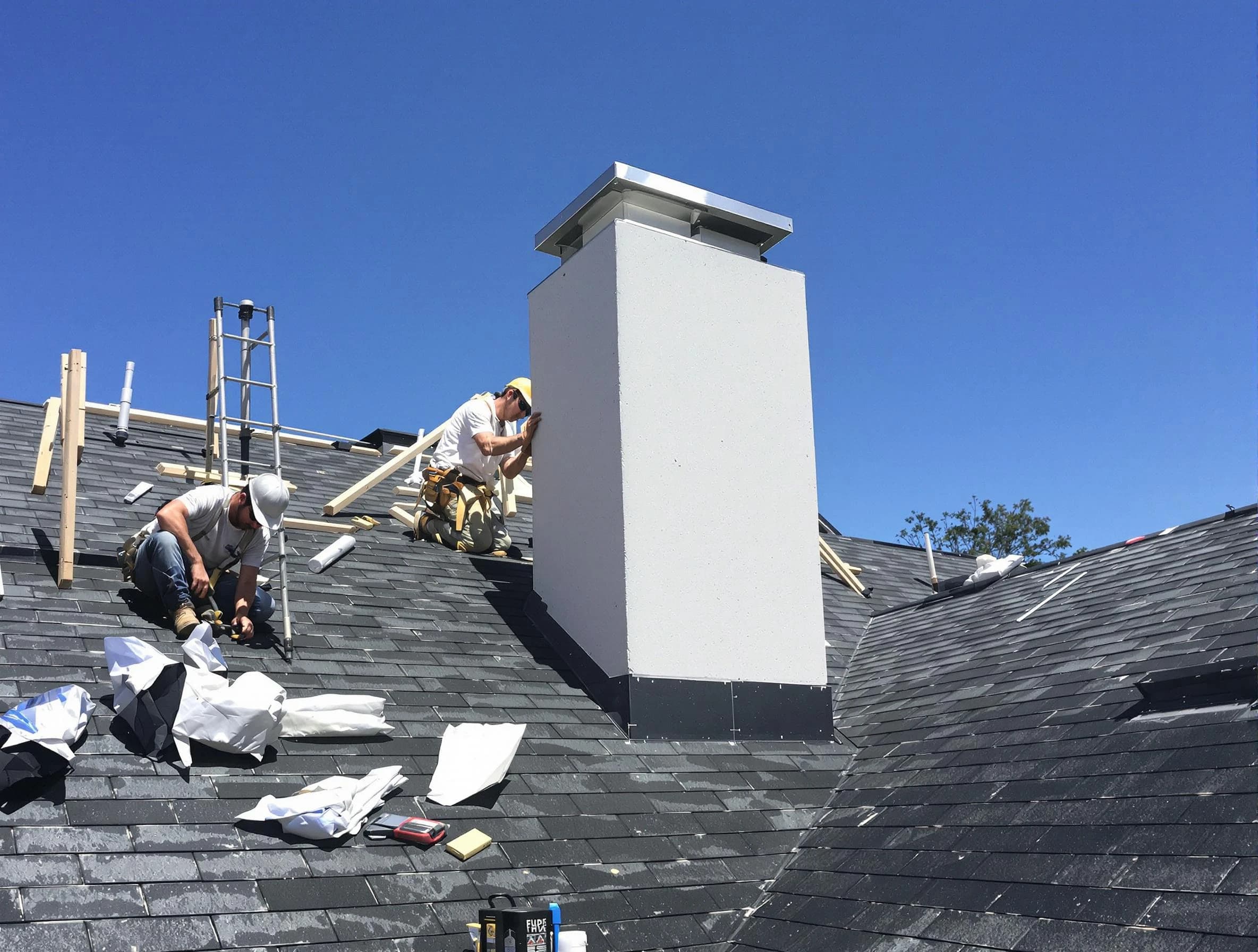 Columbia Chimney Sweep crew installing a new chimney in Columbia, TN
