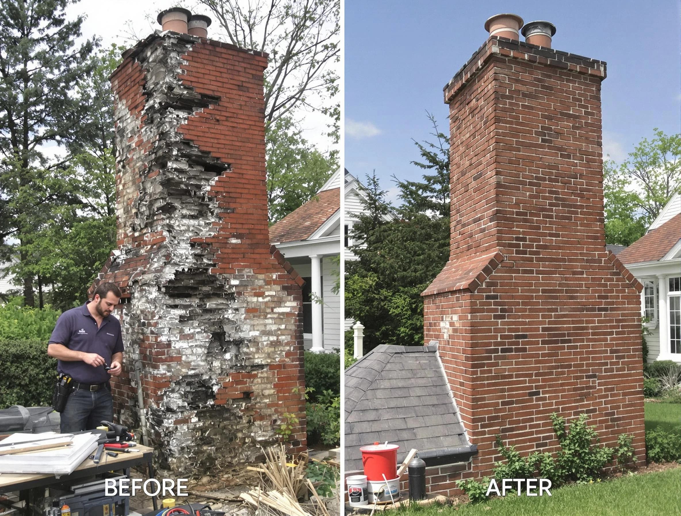 Columbia Chimney Sweep performing a full chimney restoration in Columbia, TN