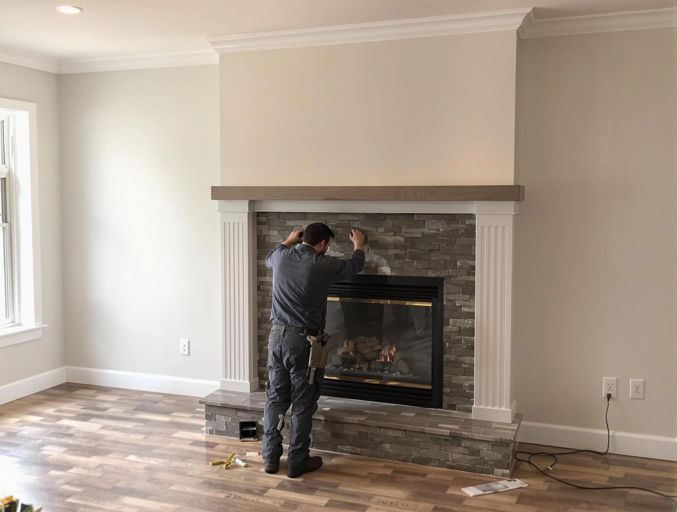 Columbia Chimney Sweep finishing a custom fireplace install in Columbia, TN
