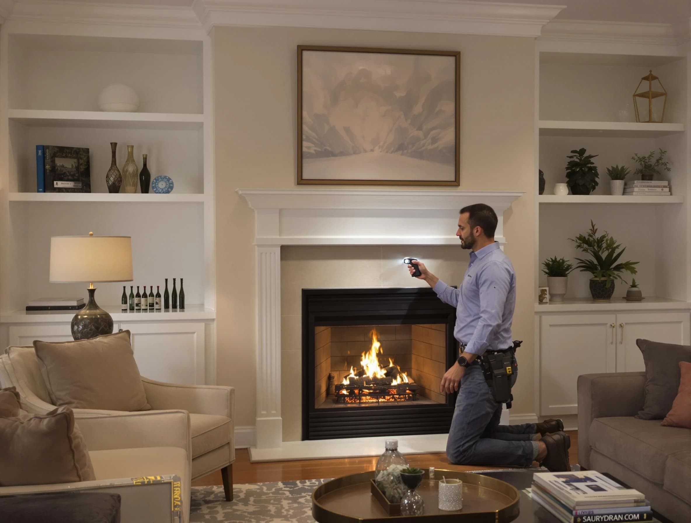 Columbia Chimney Sweep conducting a fireplace safety inspection in Columbia, TN