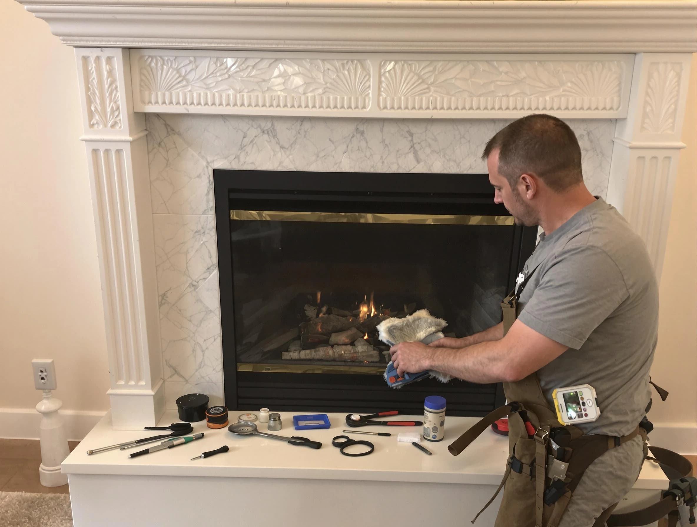 Columbia Chimney Sweep performing fireplace maintenance in Columbia, TN