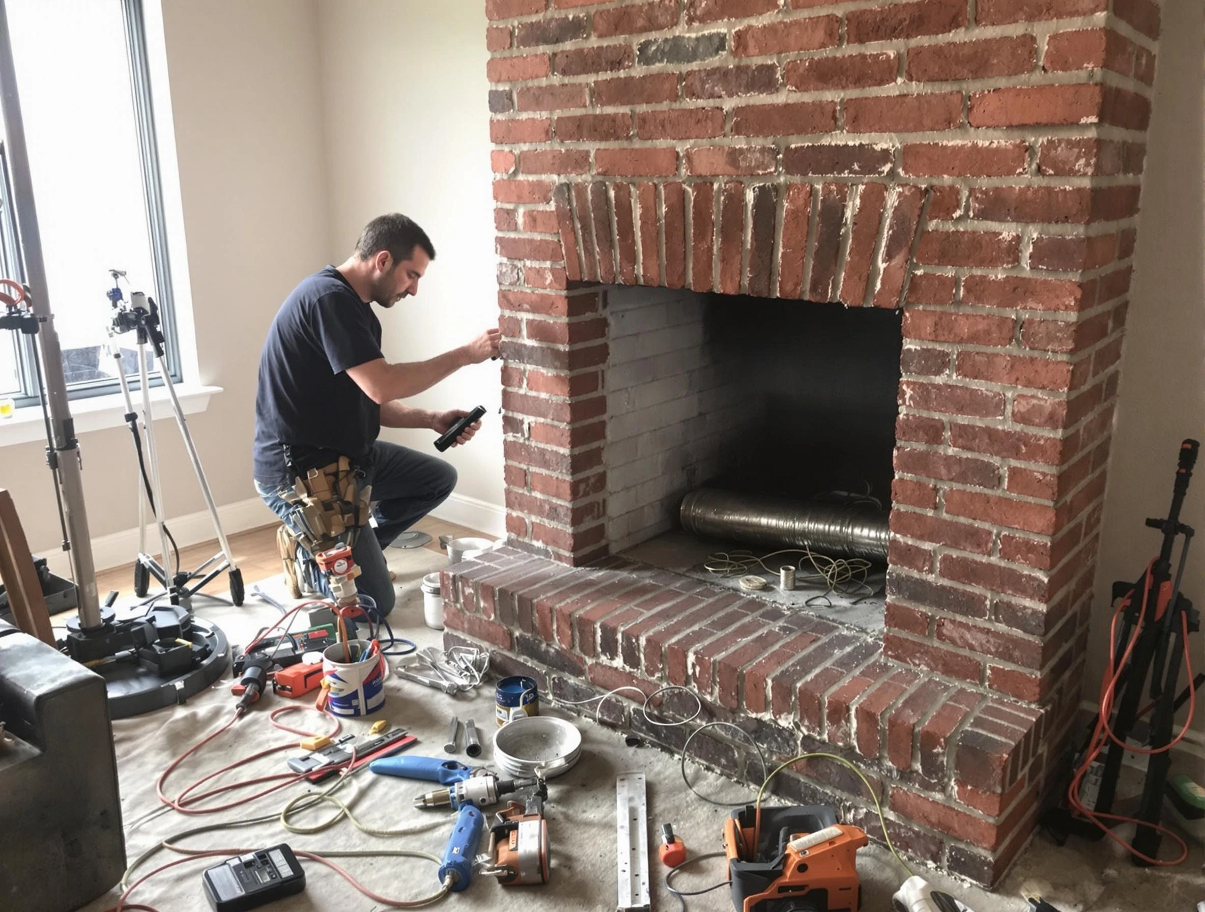 Columbia Chimney Sweep specialist finalizing chimney liner service in Columbia, TN